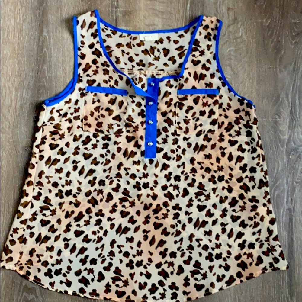 Leapord print, blue lining blouse